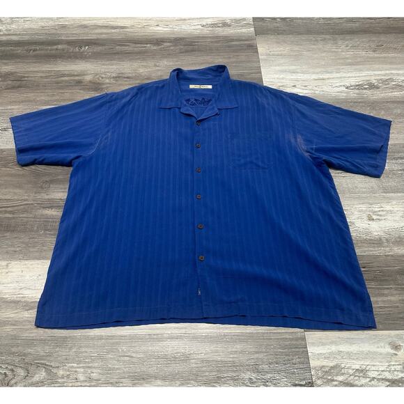 Tommy Bahama Blue Mens 2XL Relaxed Fit Silk Short Sleeve Button Up Camp Shirt - Picture 1 of 11